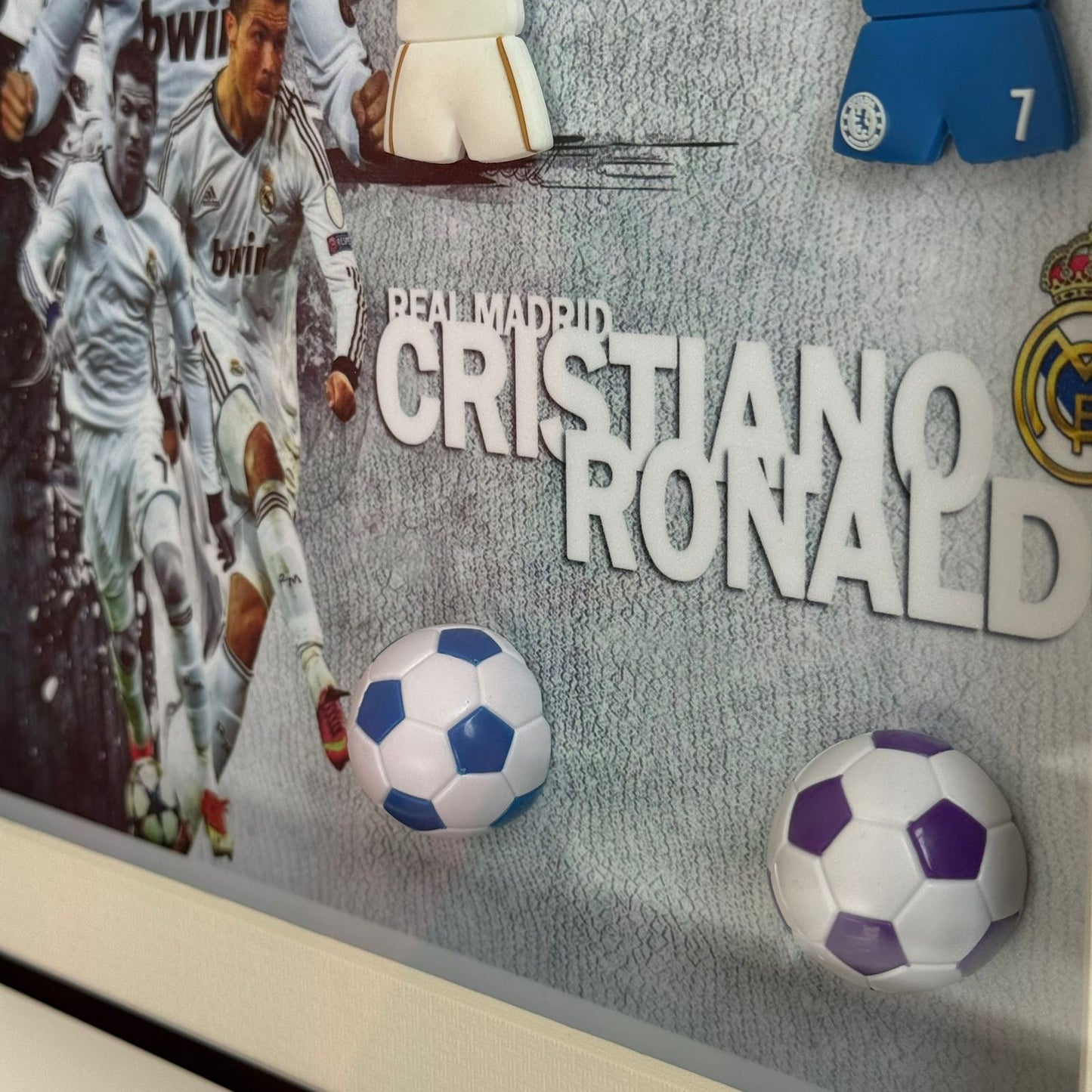 Modern Football Wall Art Frame with Mini Jerseys & Soccer Balls