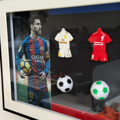 Modern Football Wall Art Frame with Mini Jerseys & Soccer Balls