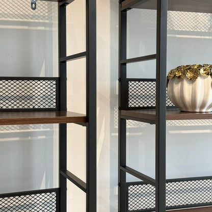 Modern 4 & 5 Tier Storage Shelf with Metal Frame & Wooden Shelves
