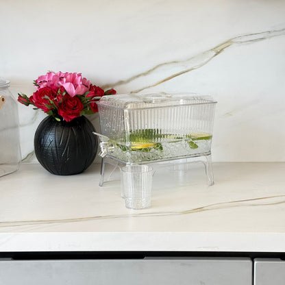 Modern Acrylic Beverage Dispenser with Stand & Tap