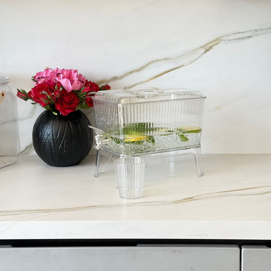 Modern Acrylic Beverage Dispenser with Stand & Tap