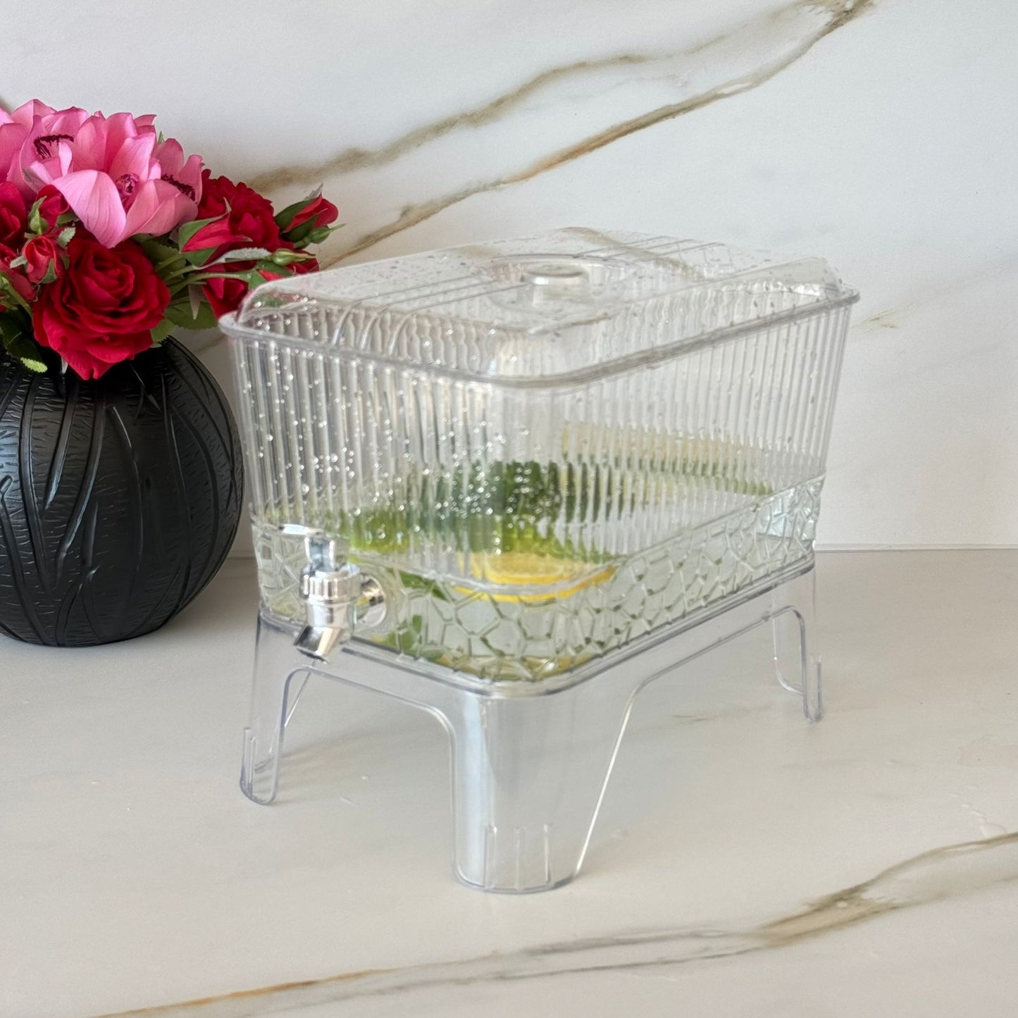 Modern Acrylic Beverage Dispenser with Stand & Tap
