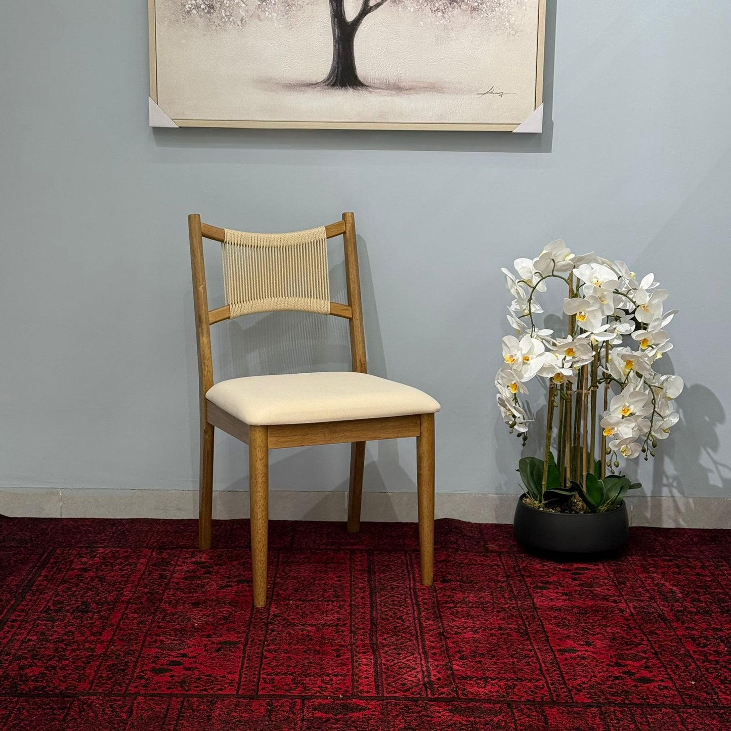 JUNE ROPE- Modern Wooden Dining Chair with Cushioned Seat