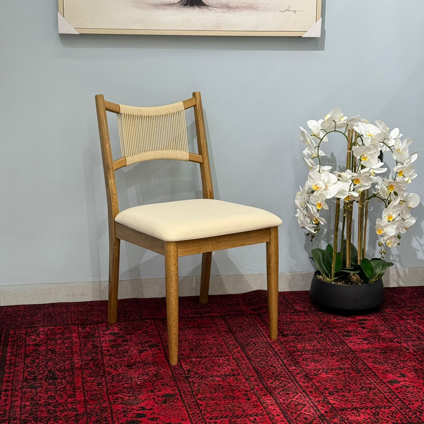 JUNE ROPE- Modern Wooden Dining Chair with Cushioned Seat