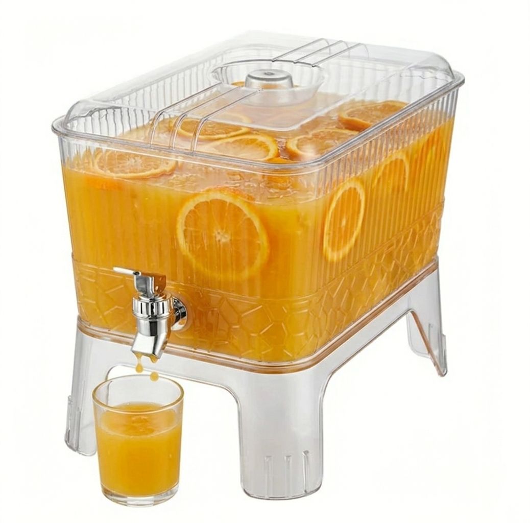 Modern Acrylic Beverage Dispenser with Stand & Tap