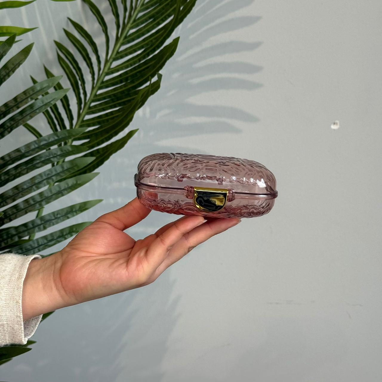 Luxury Textured Storage Box with Gold Lock Accent