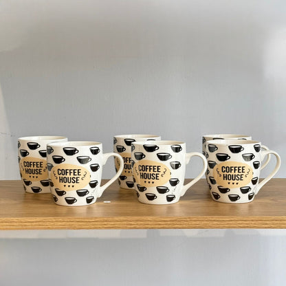 Vintage Ceramic Coffee Mug Set – 6 Pieces