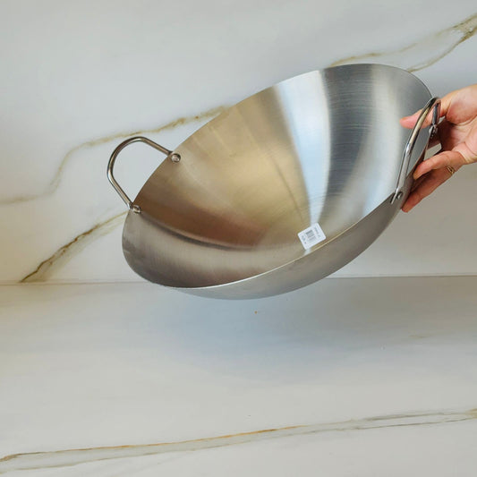 Vintage Deep Cooking Wok Pan with Dual Handles - 2 Sizes