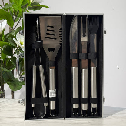 Professional BBQ Grill Tool Set with Aluminum Storage Case