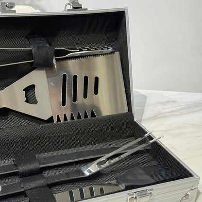 Professional BBQ Grill Tool Set with Aluminum Storage Case