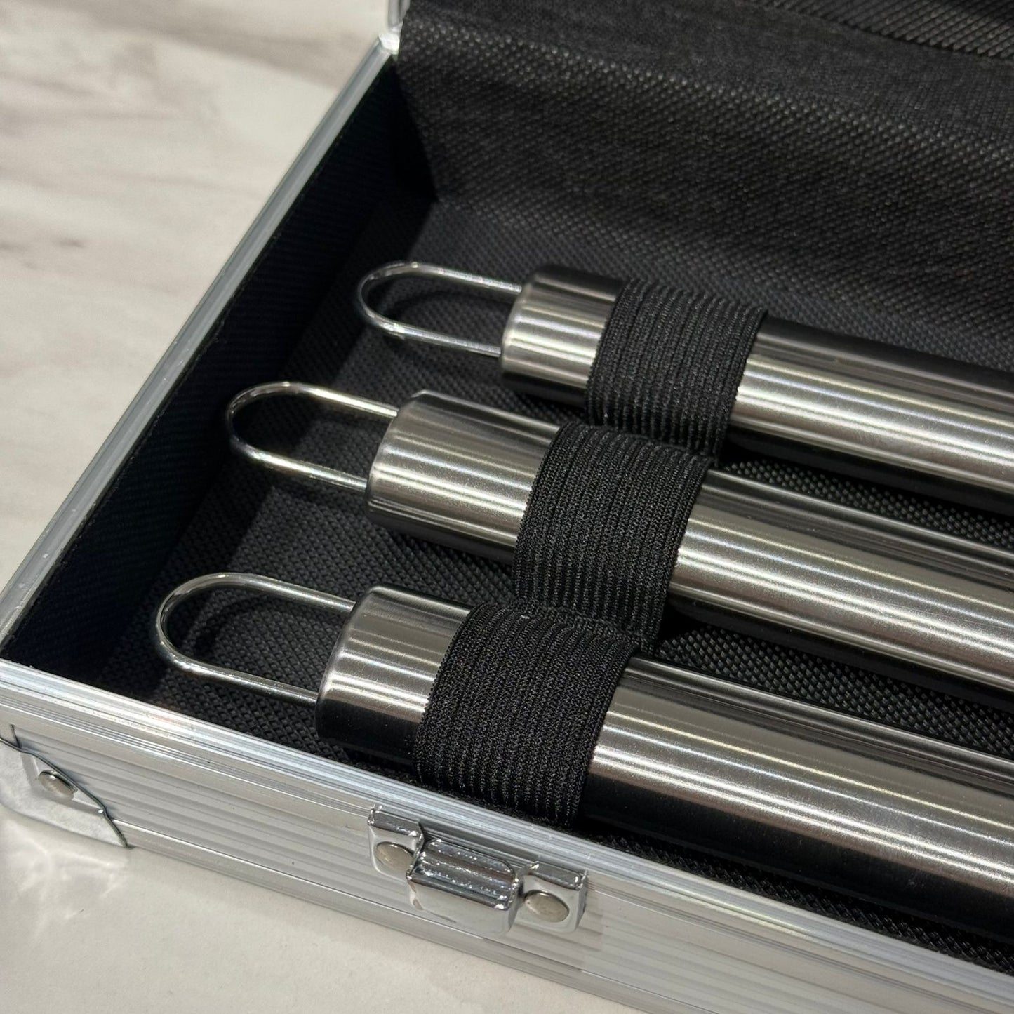 Professional BBQ Grill Tool Set with Aluminum Storage Case