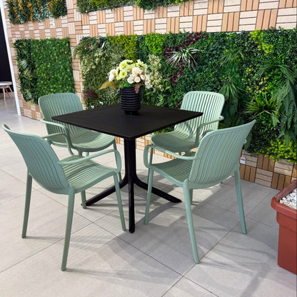 Modern Outdoor Dining Table & Chair Set - Black & Green