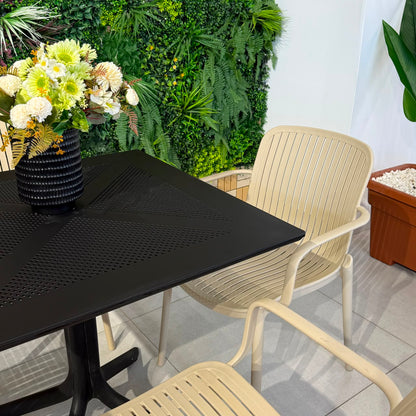 Modern Outdoor Dining Table & Chair Set - Black & Light Yellow