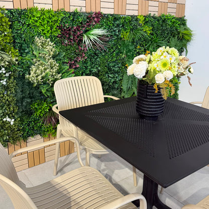 Modern Outdoor Dining Table & Chair Set - Black & Light Yellow