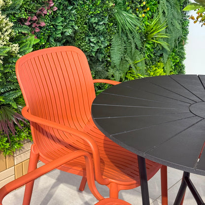 Modern Outdoor Round Table & Chair Set - Black & Orange