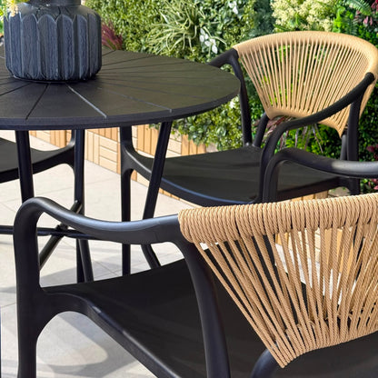 Modern Outdoor Round Table & Chair Set - Black