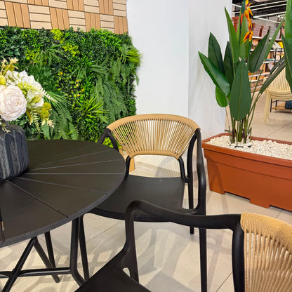Modern Outdoor Round Table & Chair Set - Black