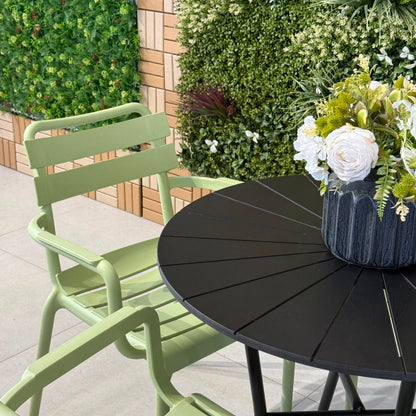 Modern Outdoor Round Table & Chair Set - Black & Light Green