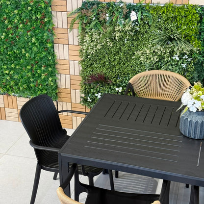 Modern Luxury Outdoor Dining Table & Chair Set - Black
