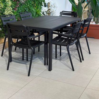 Modern Luxury Outdoor Dining Table & Chair Set - Black