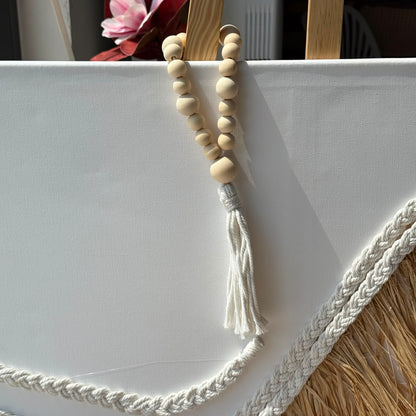 Minimalist Natural Wooden Bead Garland Accent with Tassel