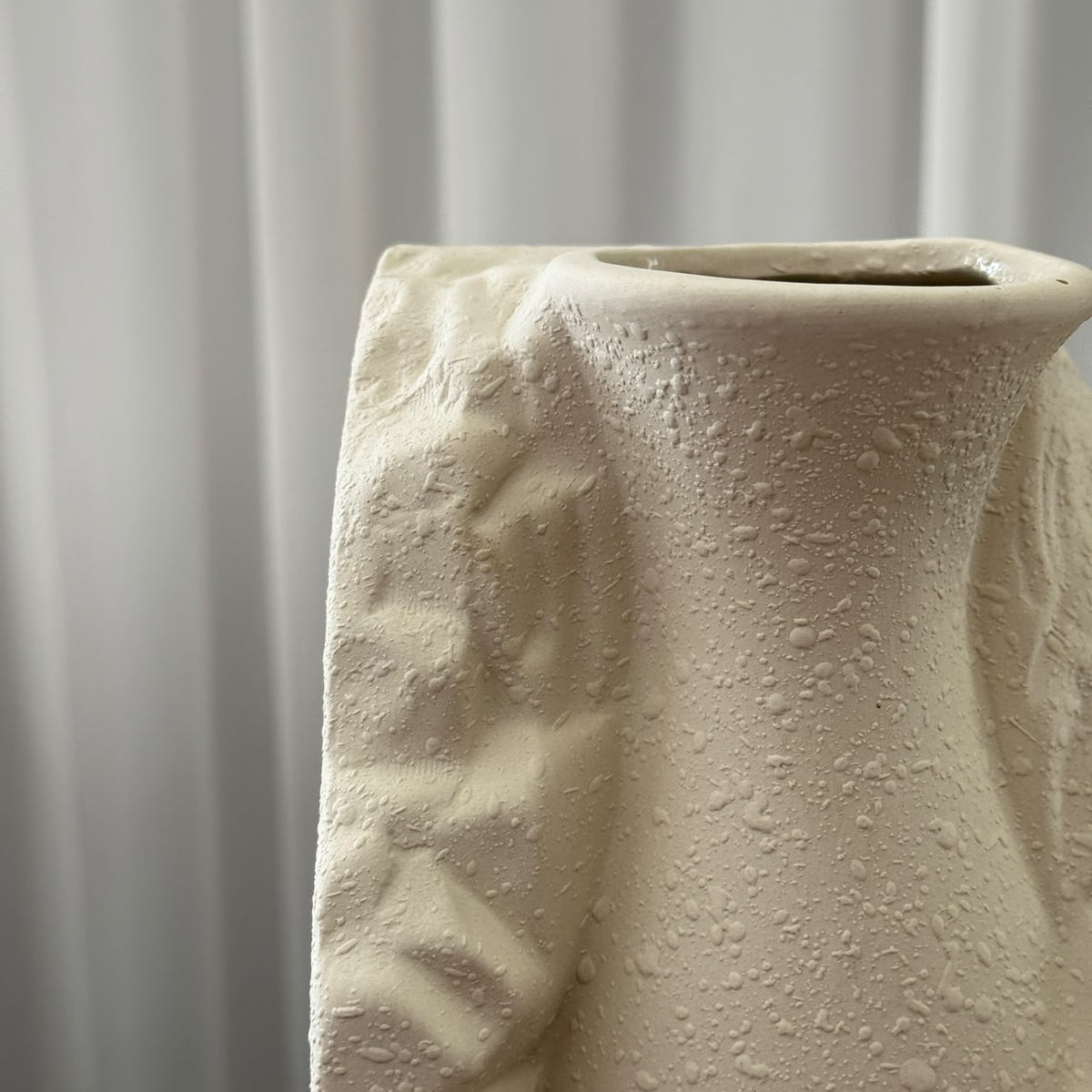 Modern Carved Stone-Look Ceramic Vase