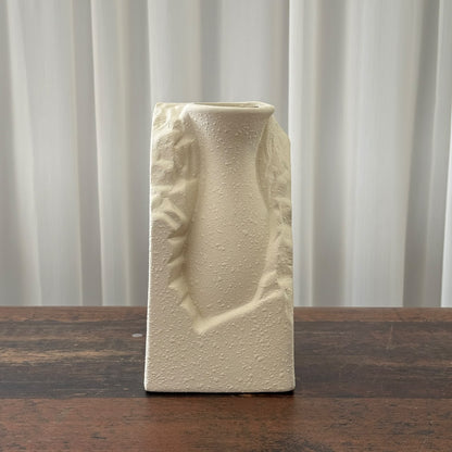 Modern Carved Stone-Look Ceramic Vase