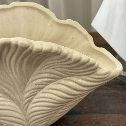 Modern Textured Leaf Fan Ceramic Decorative Vase