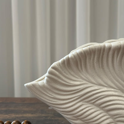 Modern Textured Leaf Fan Ceramic Decorative Vase