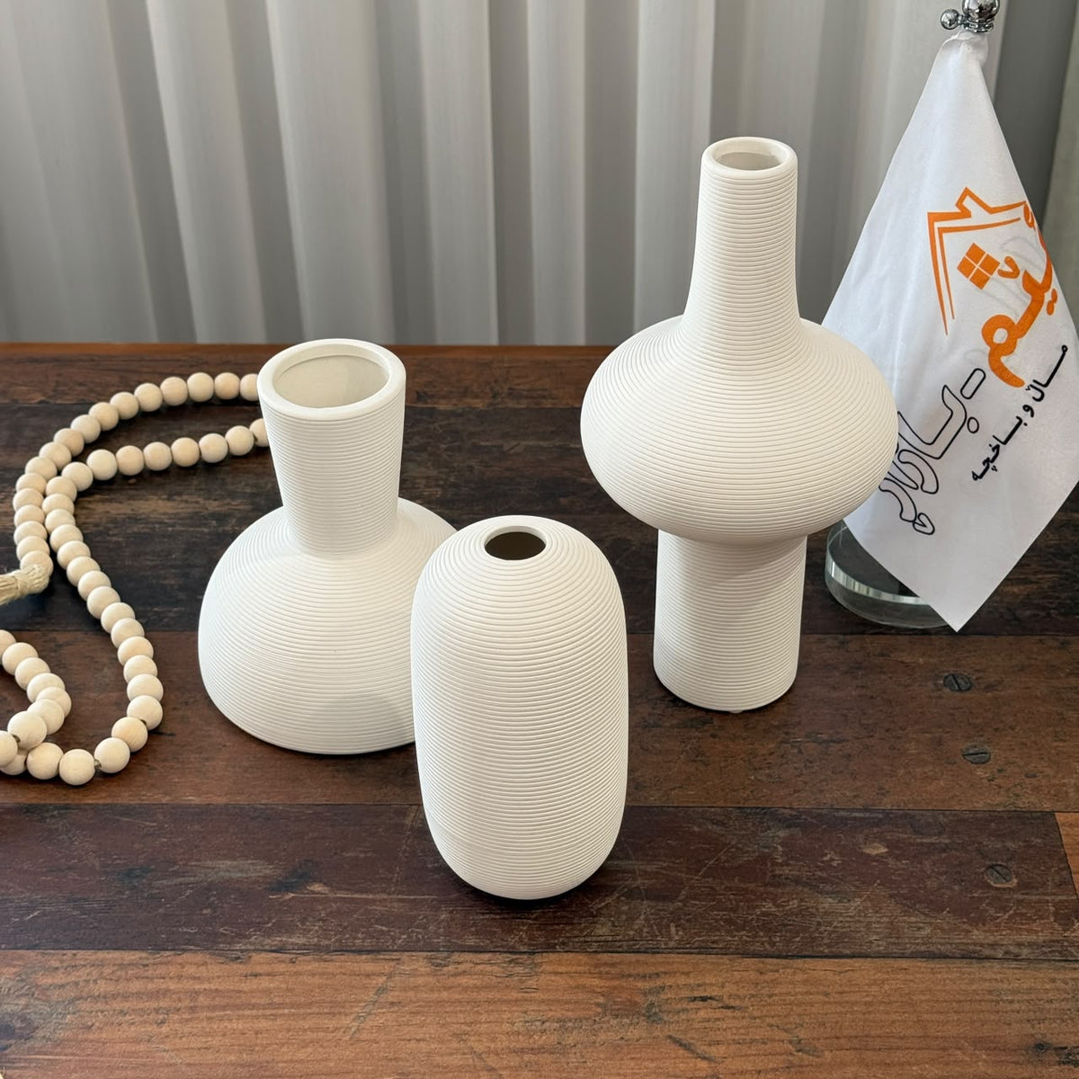 3-Piece Ribbed Ceramic Vase Collection