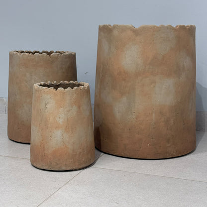 Handcrafted Scalloped Rim Rustic Pots