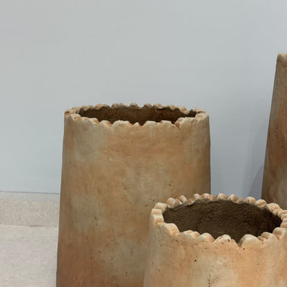 Handcrafted Scalloped Rim Rustic Pots