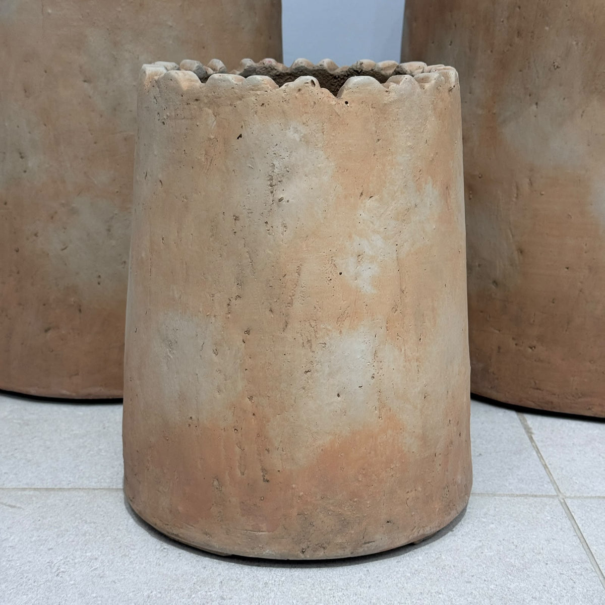 Handcrafted Scalloped Rim Rustic Pots