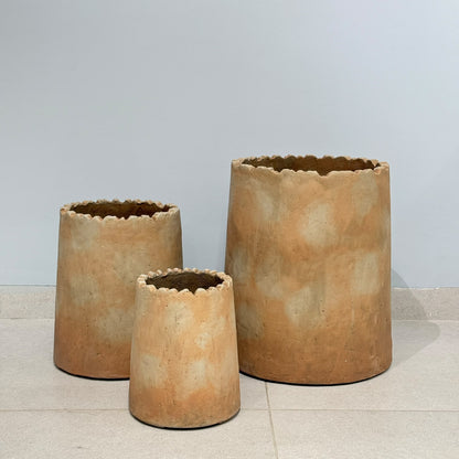 Handcrafted Scalloped Rim Rustic Pots