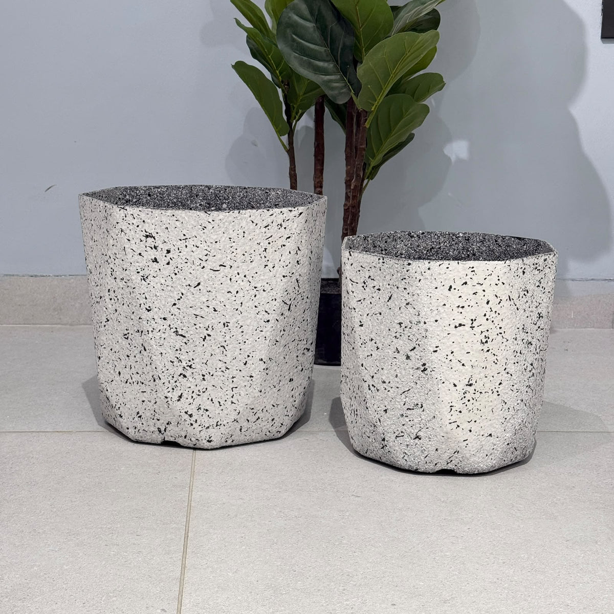 Modern Geometric Terrazzo-Effect Planters