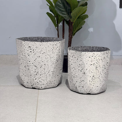 Modern Geometric Terrazzo-Effect Planters