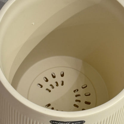 Modern Ribbed Plastic Planter Pot with Matching Drainage Saucer Tray