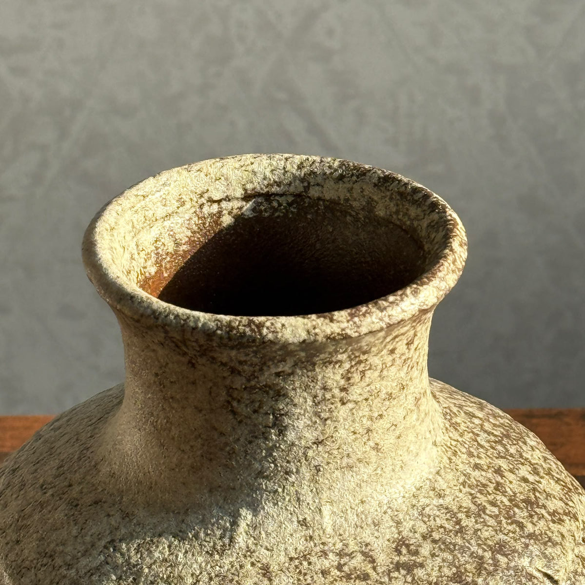 Tall Textured Stoneware Ceramic Vase with Carved Rustic Finish