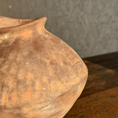 Rustic Terracotta Clay Pitcher Vase with Side Handle