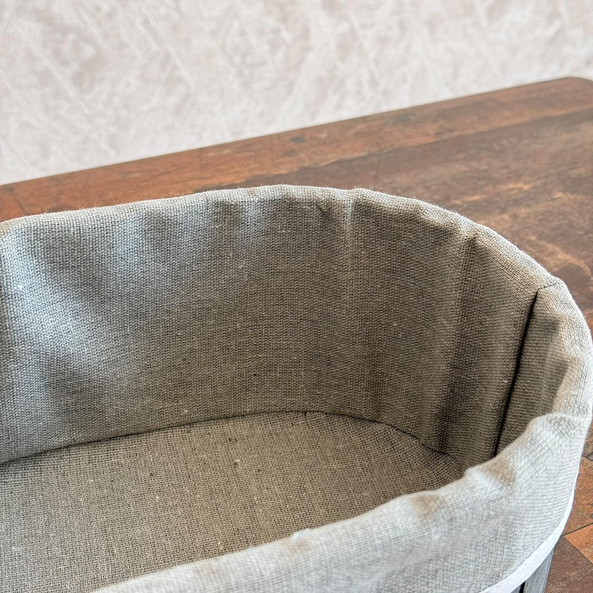 Multipurpose Wooden "HOME" Fabric-Lined Storage Organizer Set - Oval