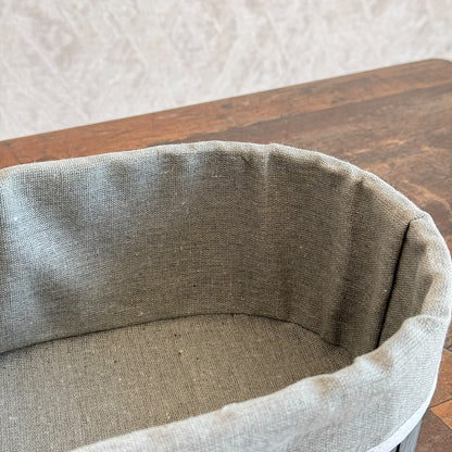 Multipurpose Wooden "HOME" Fabric-Lined Storage Organizer Set - Oval
