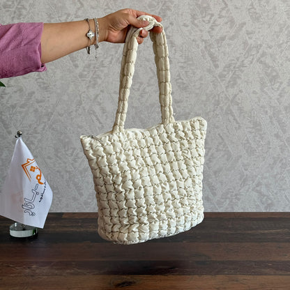 Insulated Puffer Thermal Lunch Bag – Trendy Quilted Food Tote Container