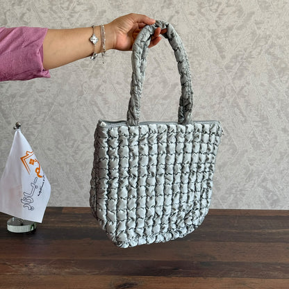 Insulated Puffer Thermal Lunch Bag – Trendy Quilted Food Tote Container