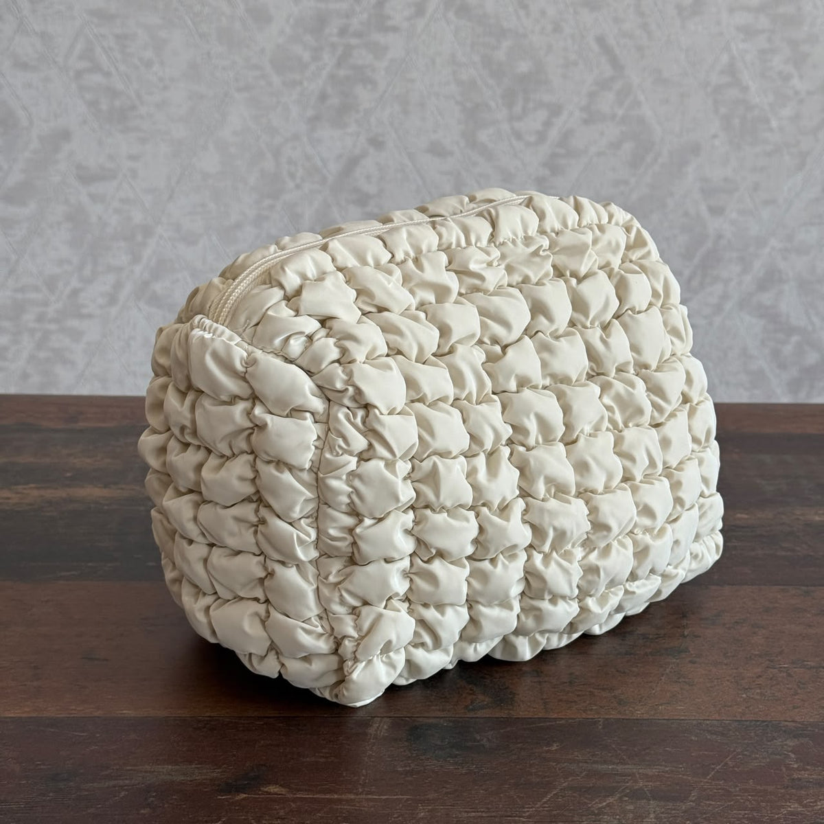 Puffer Quilted Cosmetic Pouch – Soft Travel Makeup Bag & Toiletry Organizer