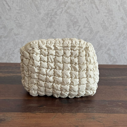 Puffer Quilted Cosmetic Pouch – Soft Travel Makeup Bag & Toiletry Organizer
