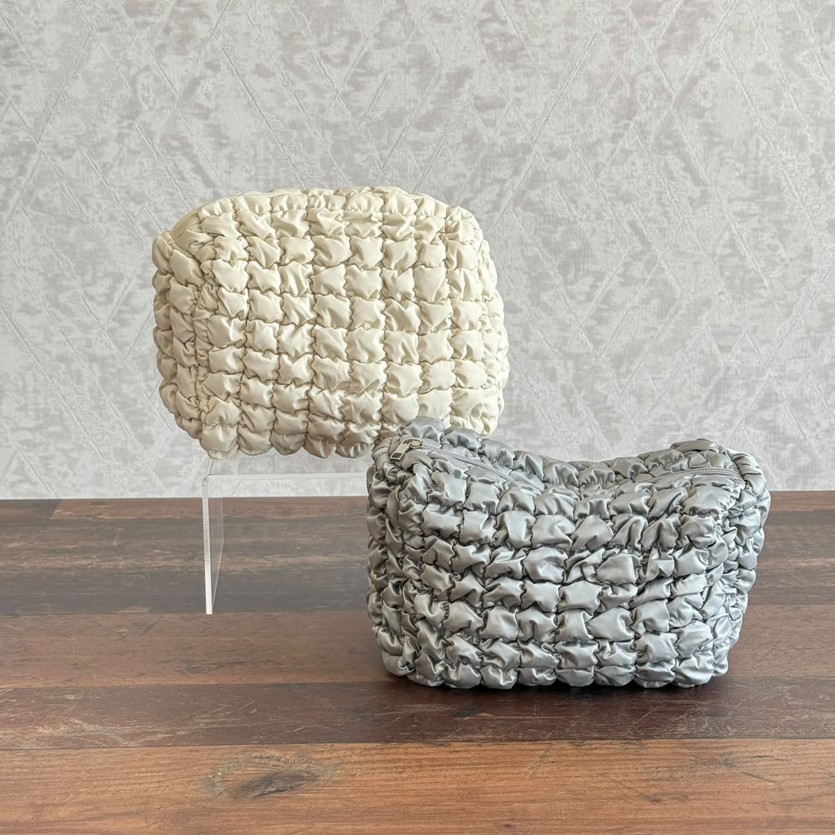Puffer Quilted Cosmetic Pouch – Soft Travel Makeup Bag & Toiletry Organizer
