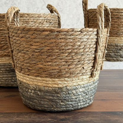 Three-Tone Seagrass Storage Baskets Set - Circle
