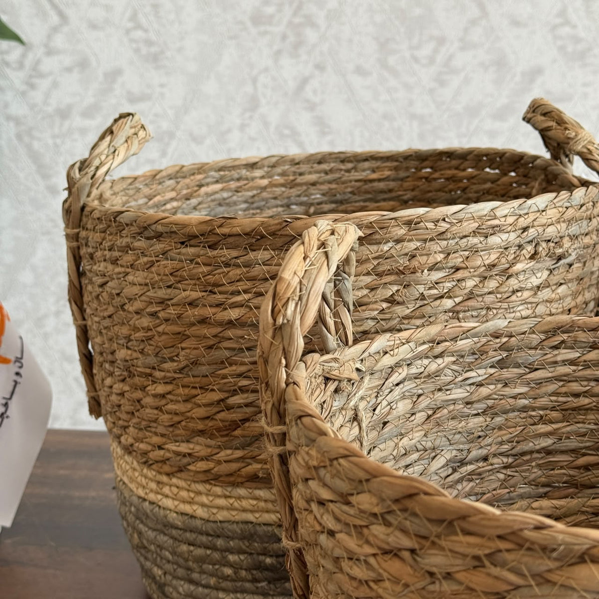 Three-Tone Seagrass Storage Baskets Set - Circle