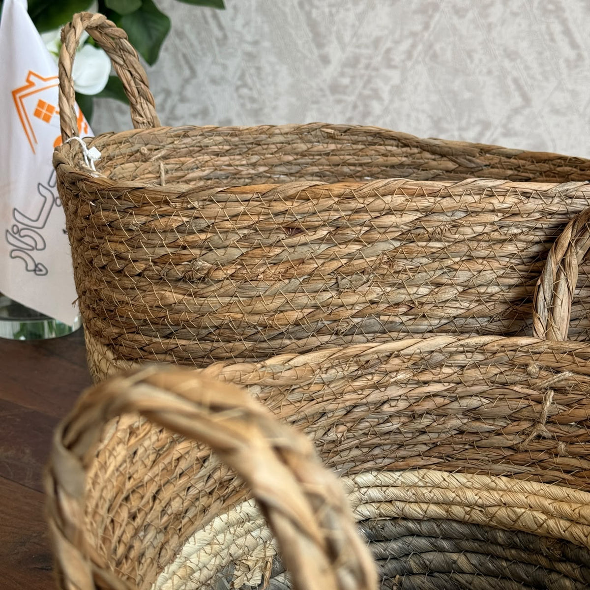 Three-Tone Seagrass Storage Baskets Set