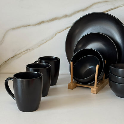 Luxury Black Ceramic Dinnerware Set - 25 PCS